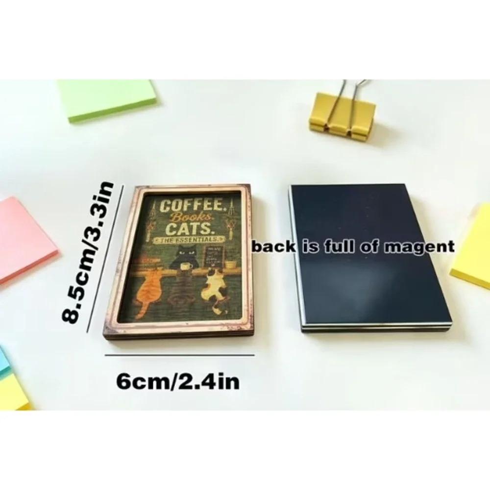 Cat Magnet Cats Coffee Books Funny Humor Framed Miniature Magnet New Cute!
